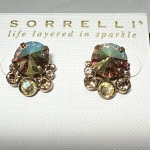 Sorrelli Multicolored Chrystal Cluster Pierced Earrings Red Champagne Butterfly
